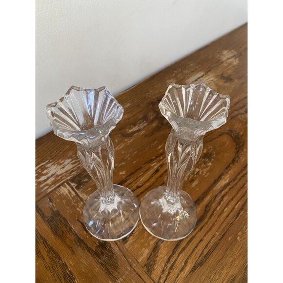 Pair of Chrystal Candlestick Holders  9" Tall - Picture 2 of 7